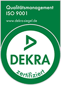 ISO 9001, geprüft von DEKRA