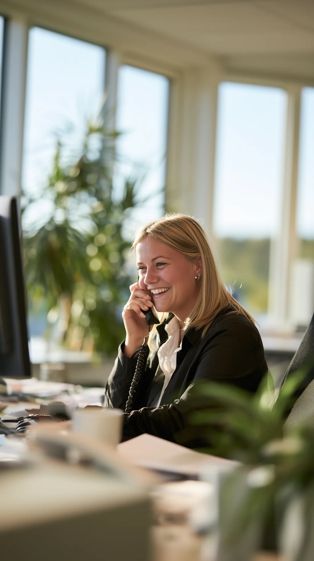 Mitarbeiterin am Telefon in der Disposition