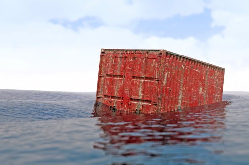 Container schwimmt im Meer nach Havarie Grosse